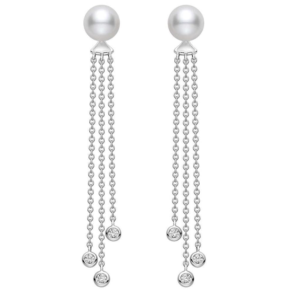 MIKIMOTO Akoya Pearl Drop Diamond Earrings