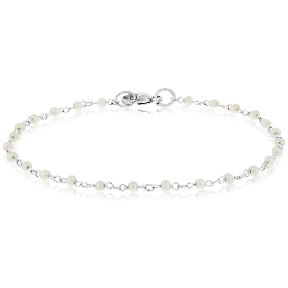 2mm Pearl Station Bead Bracelet