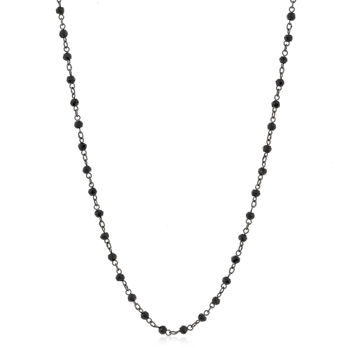 2.5mm Black Spinel Station Bead Necklace