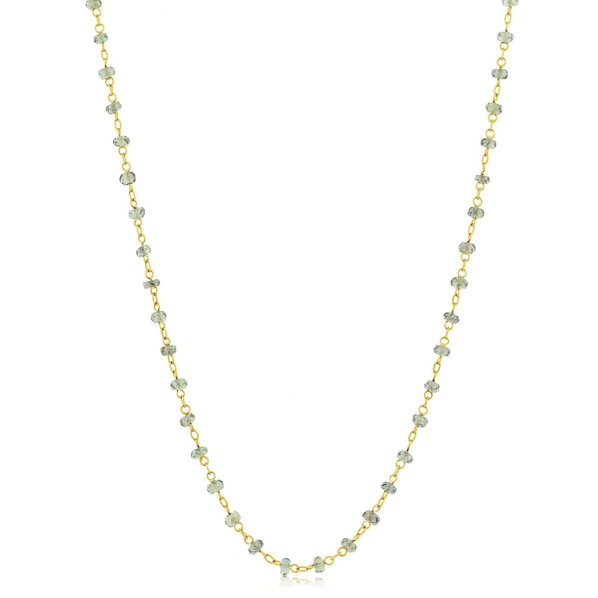 3mm Green Sapphire Station Bead Necklace
