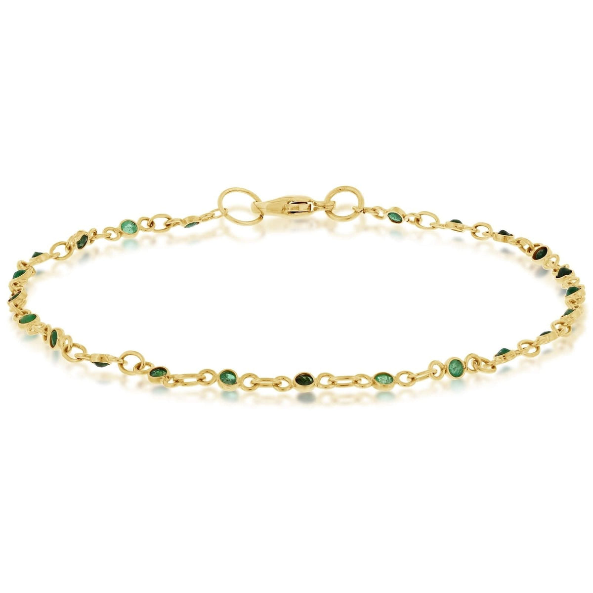 2mm Emerald Bezel Station Bracelet
