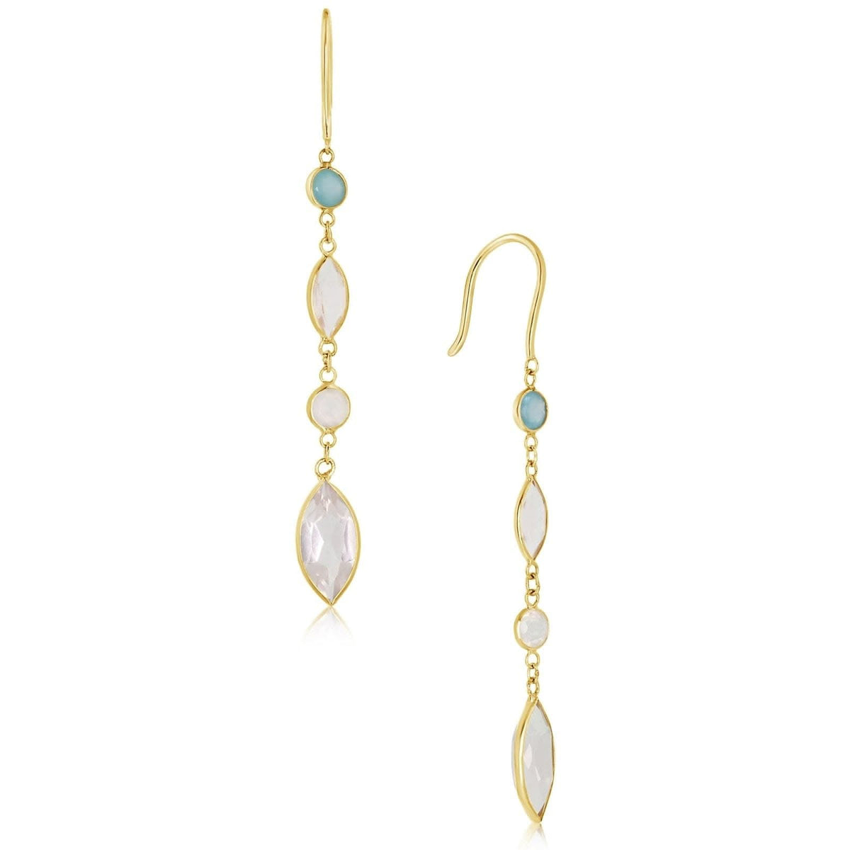 Moonstone, Apatite, & Quartz Color Stone Drop Earrings