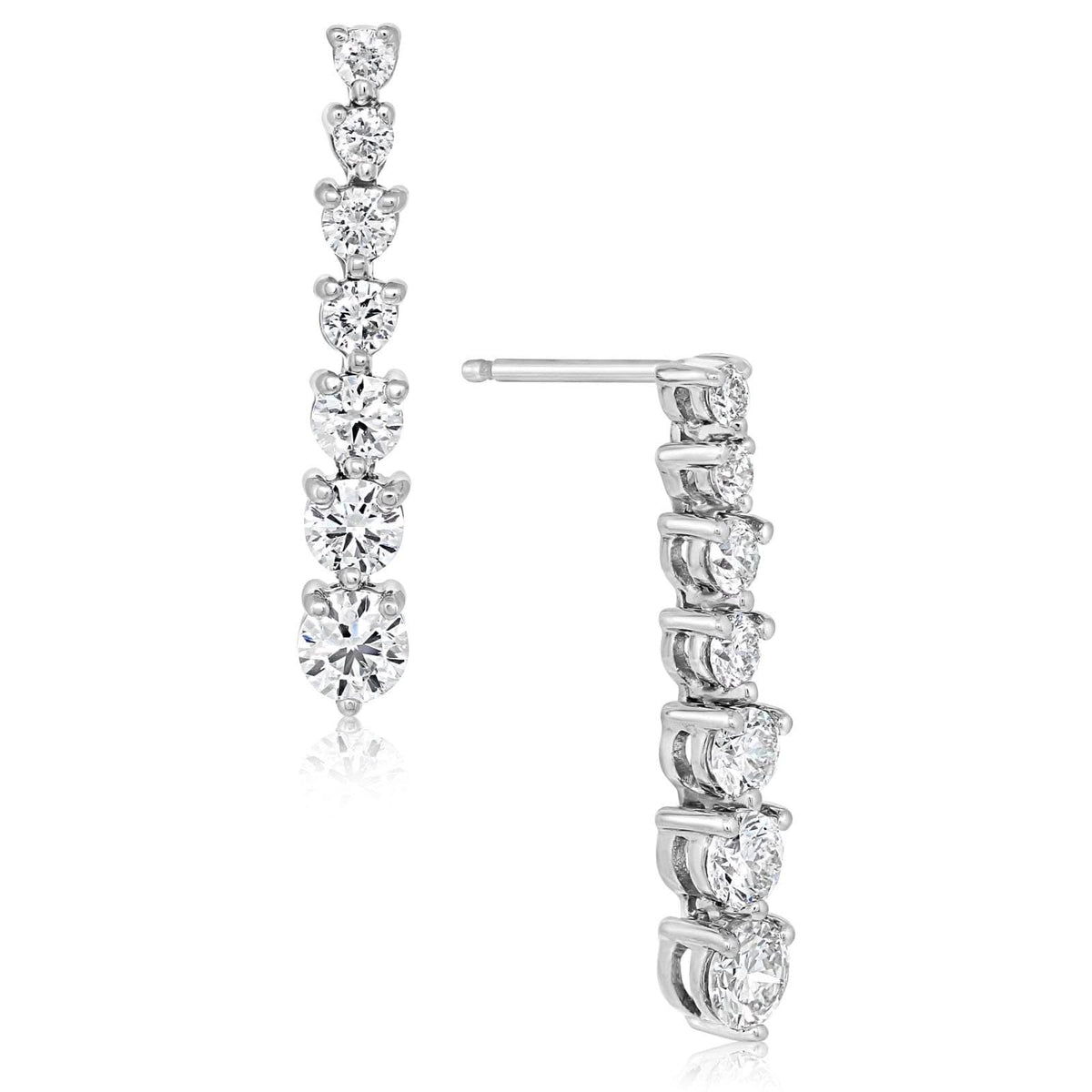 2 Carat Graduated Diamond Drop Earrings