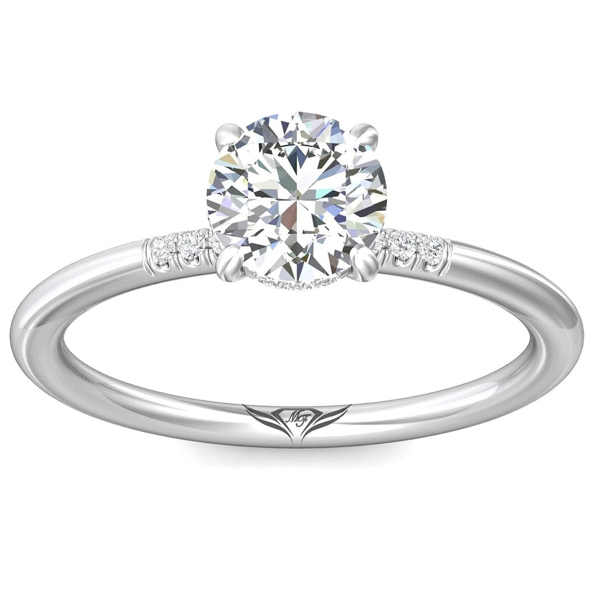Hidden Halo & Side Accents Diamond Engagement Ring Setting