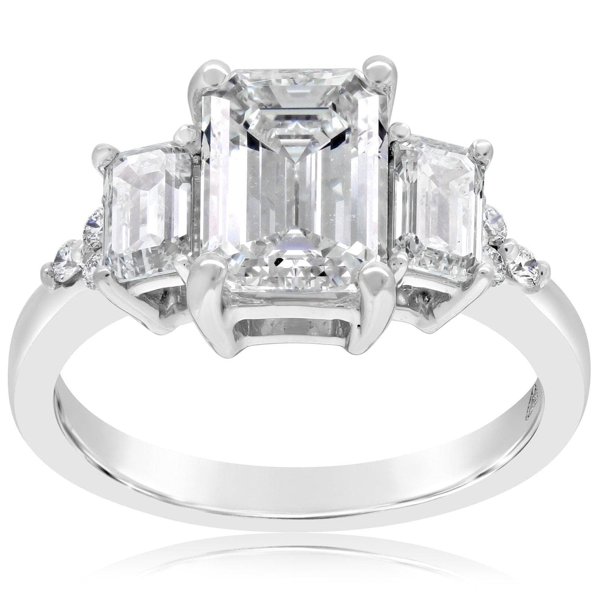 Emerald Cut Three Stone Diamond Engagement Ring Setting