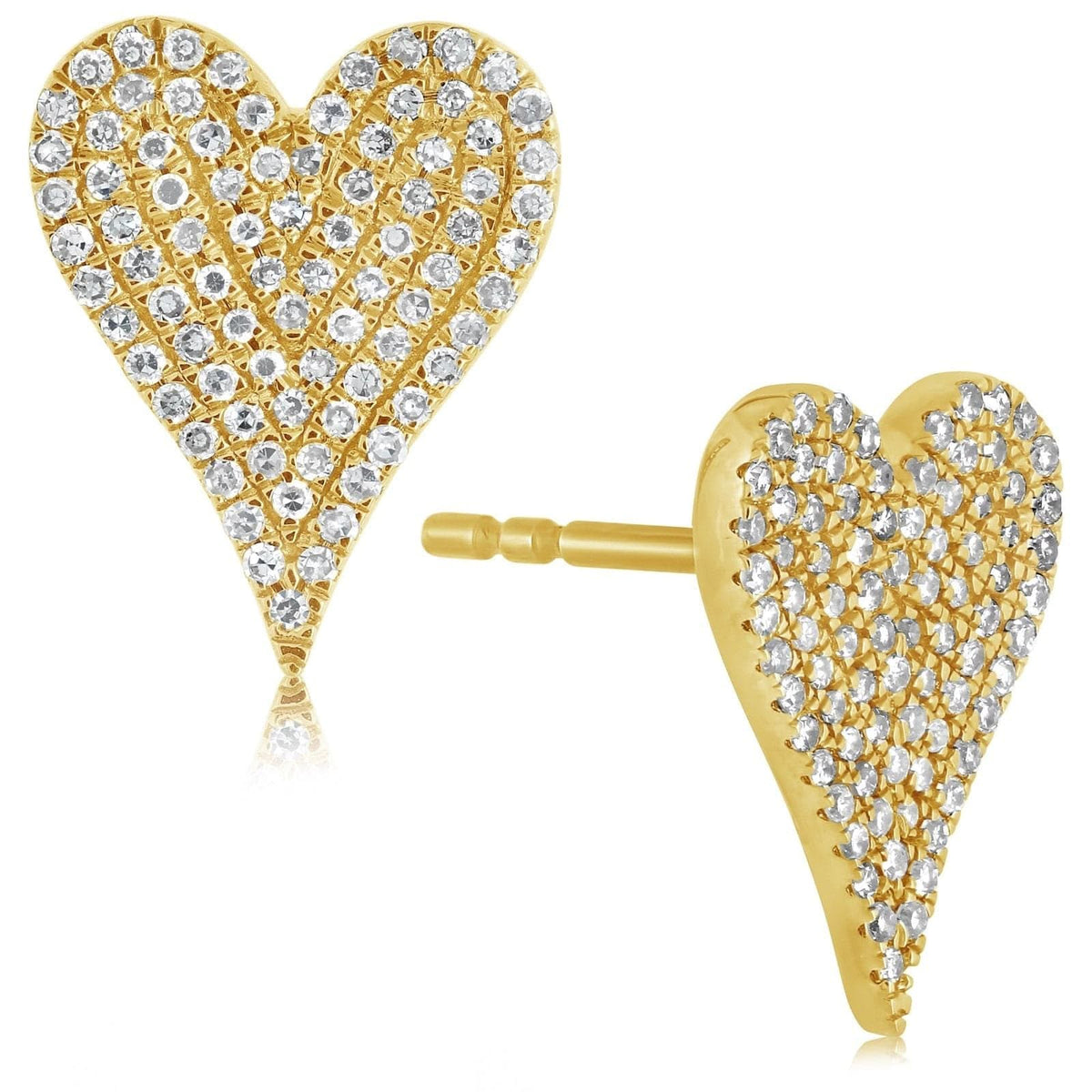 Pave Diamond Heart Stud Earrings