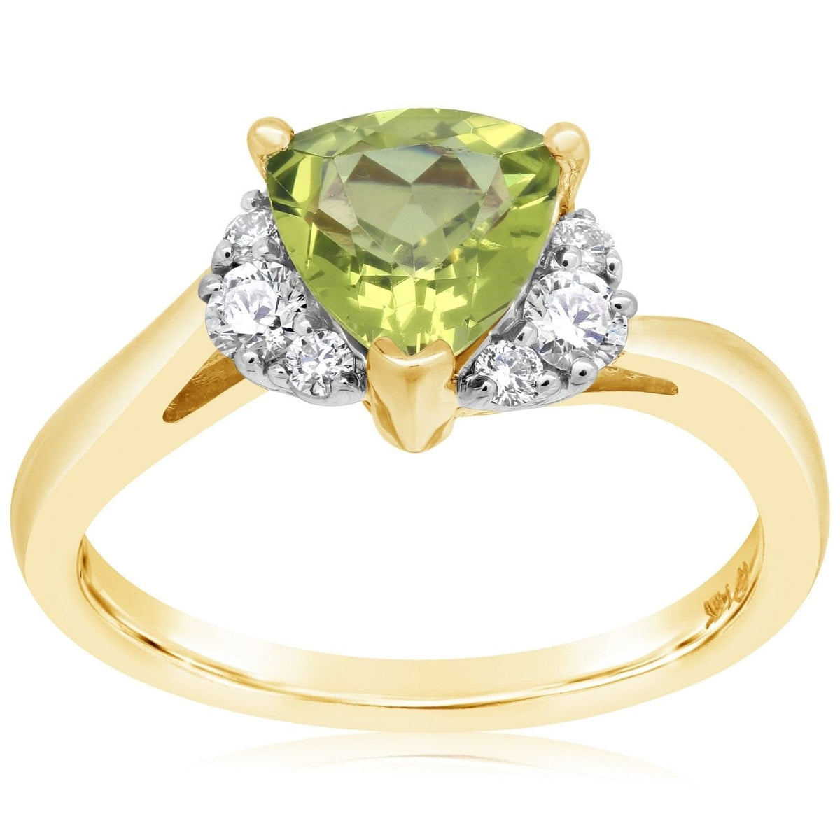 Trillion Peridot & Diamond Ring