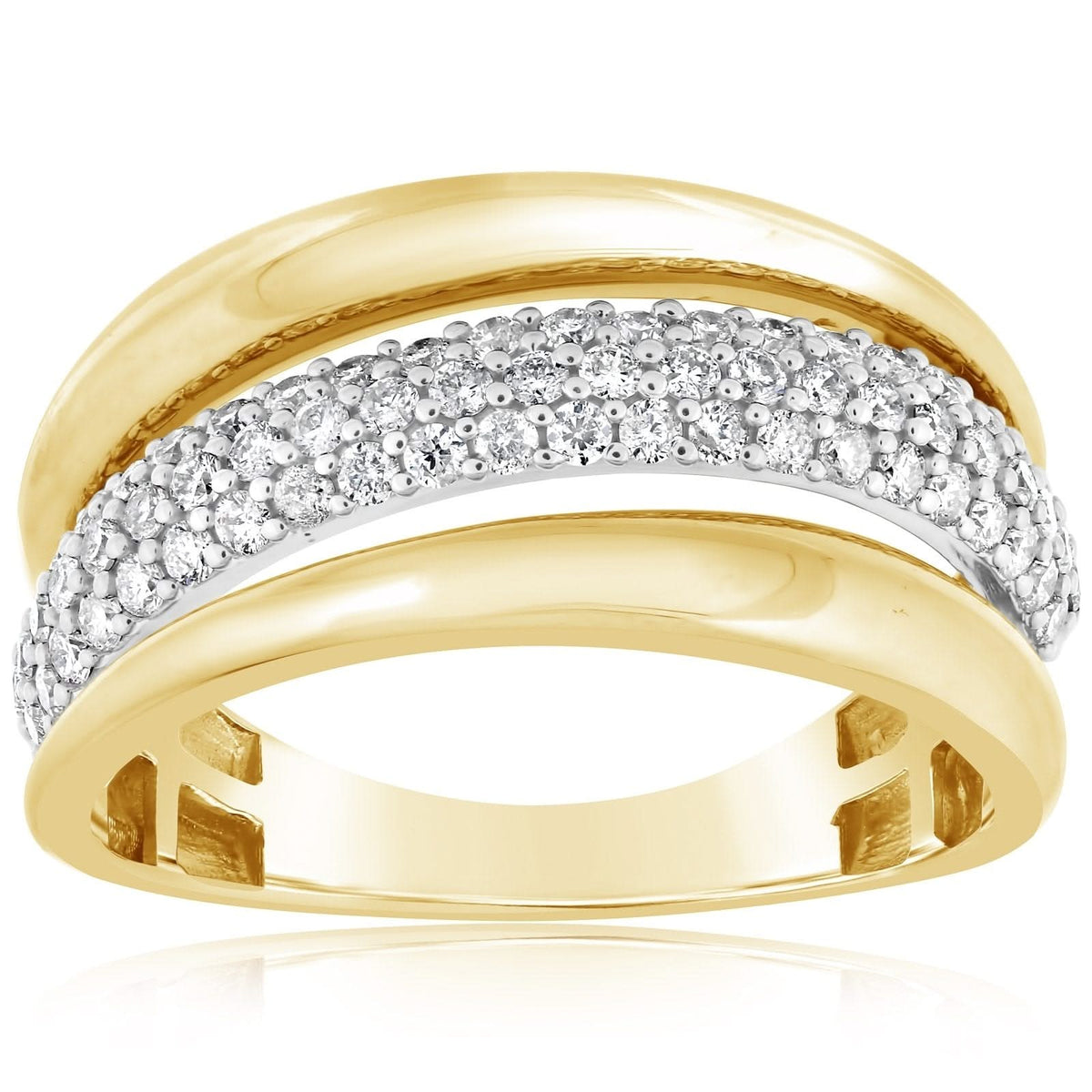 Three-Row Wide Diamond Band