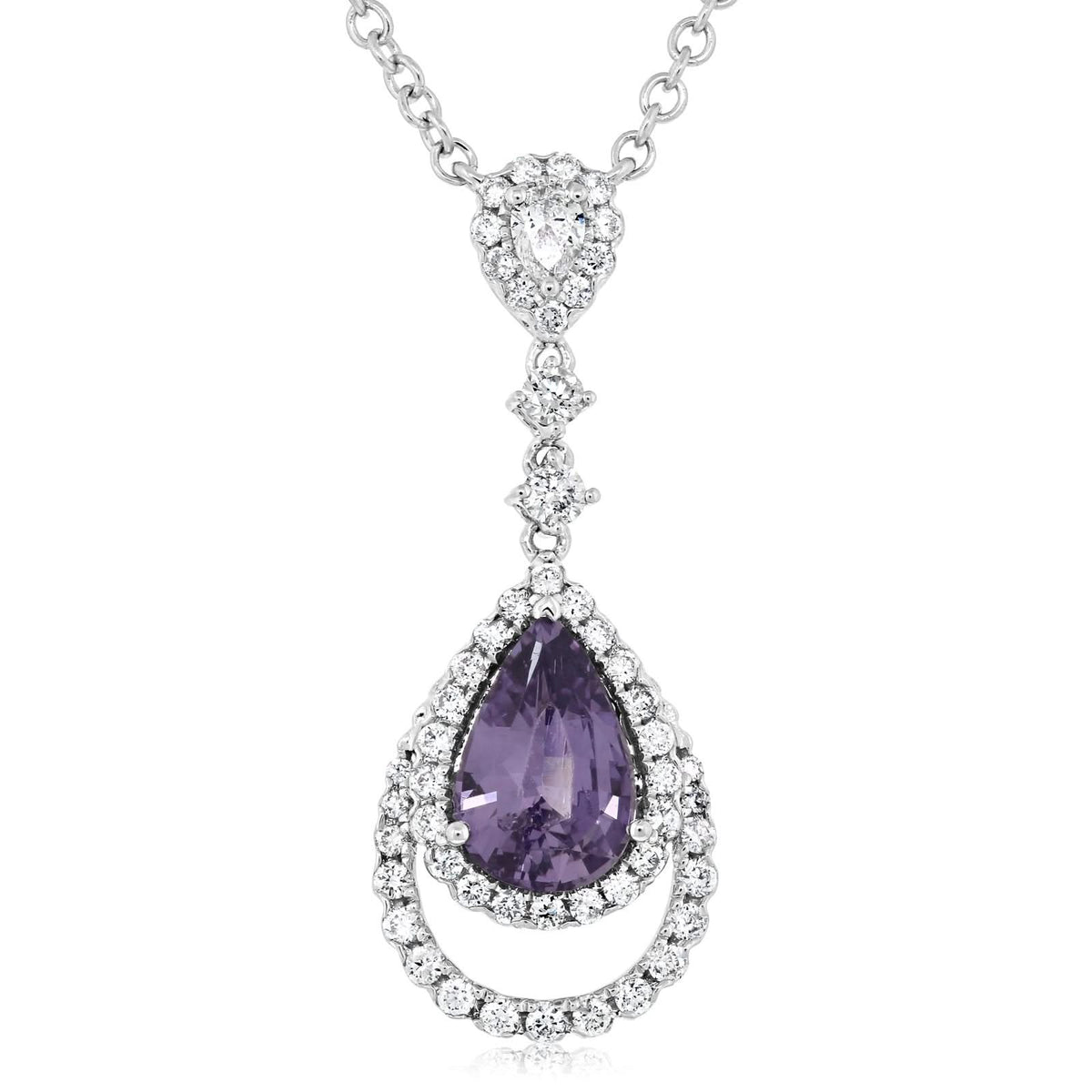 Lavender Pear-Shaped Sapphire & Diamond Pendant Necklace