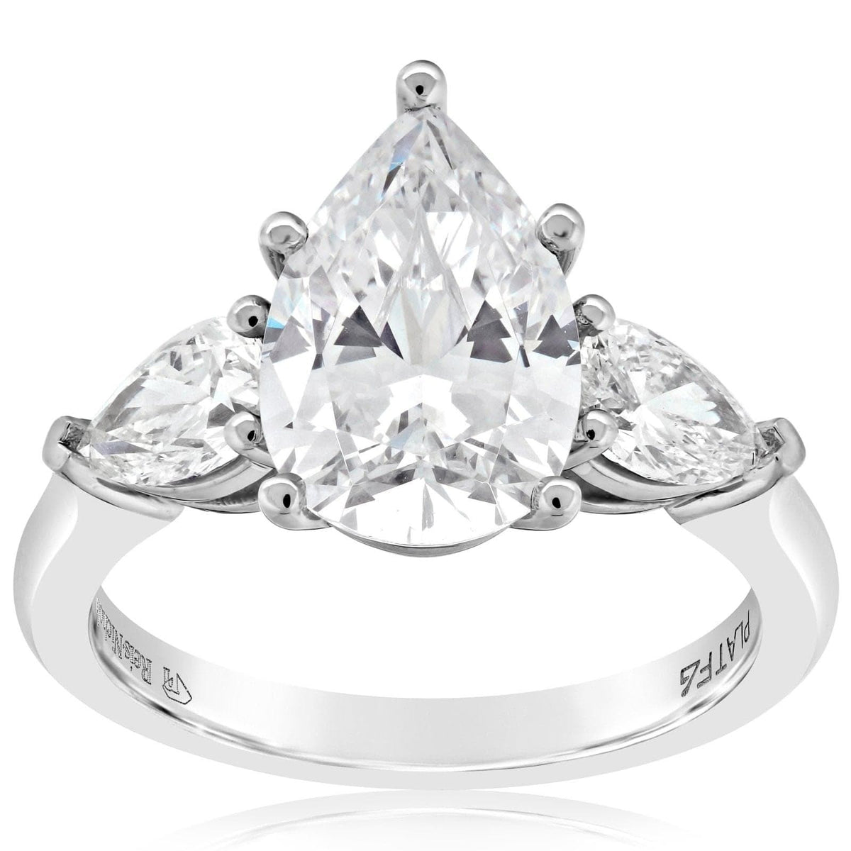 Three Stone Pear Shape Diamond Engagement Ring Setting