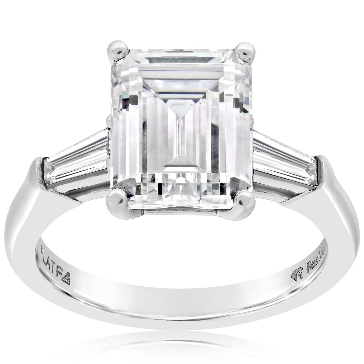 Three Stone Emerald Cut & Tapered Baguette Diamond Ring Setting