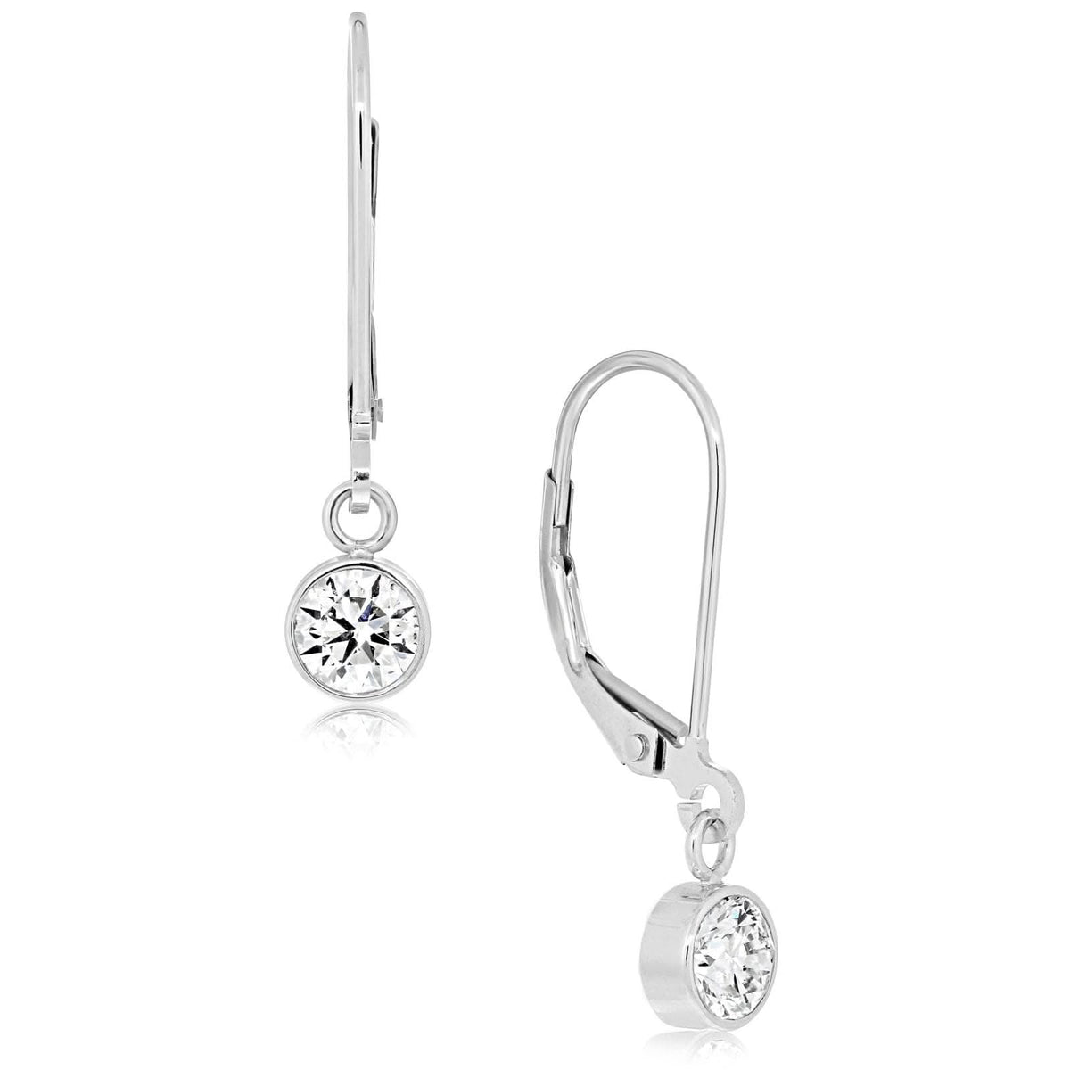 White Gold Round Diamond Drop Earrings