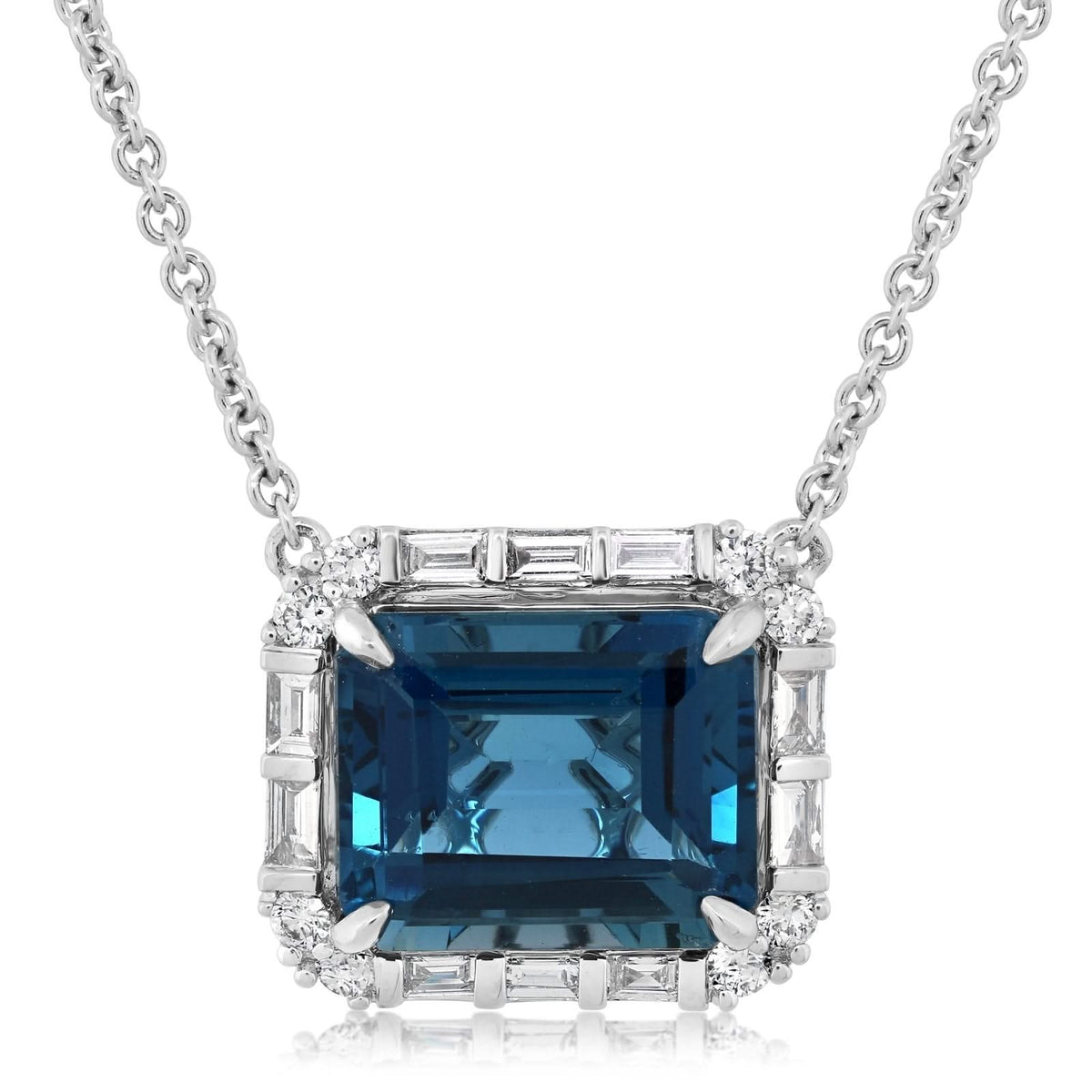Blue Topaz & Diamond Pendant