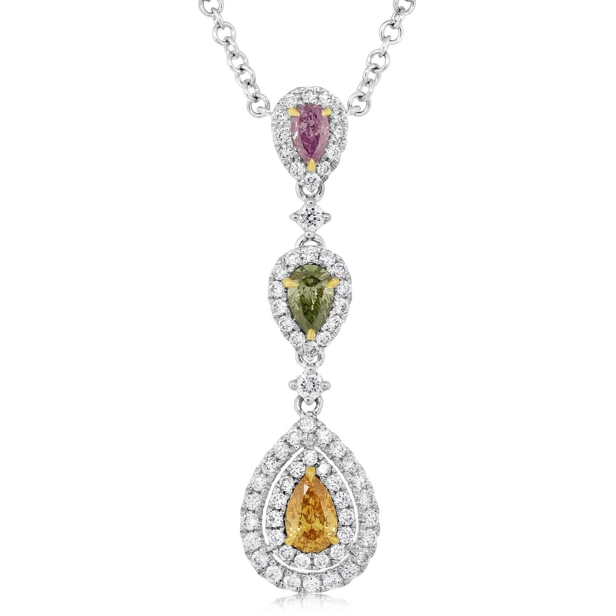 Three Fancy Diamond Station Necklace