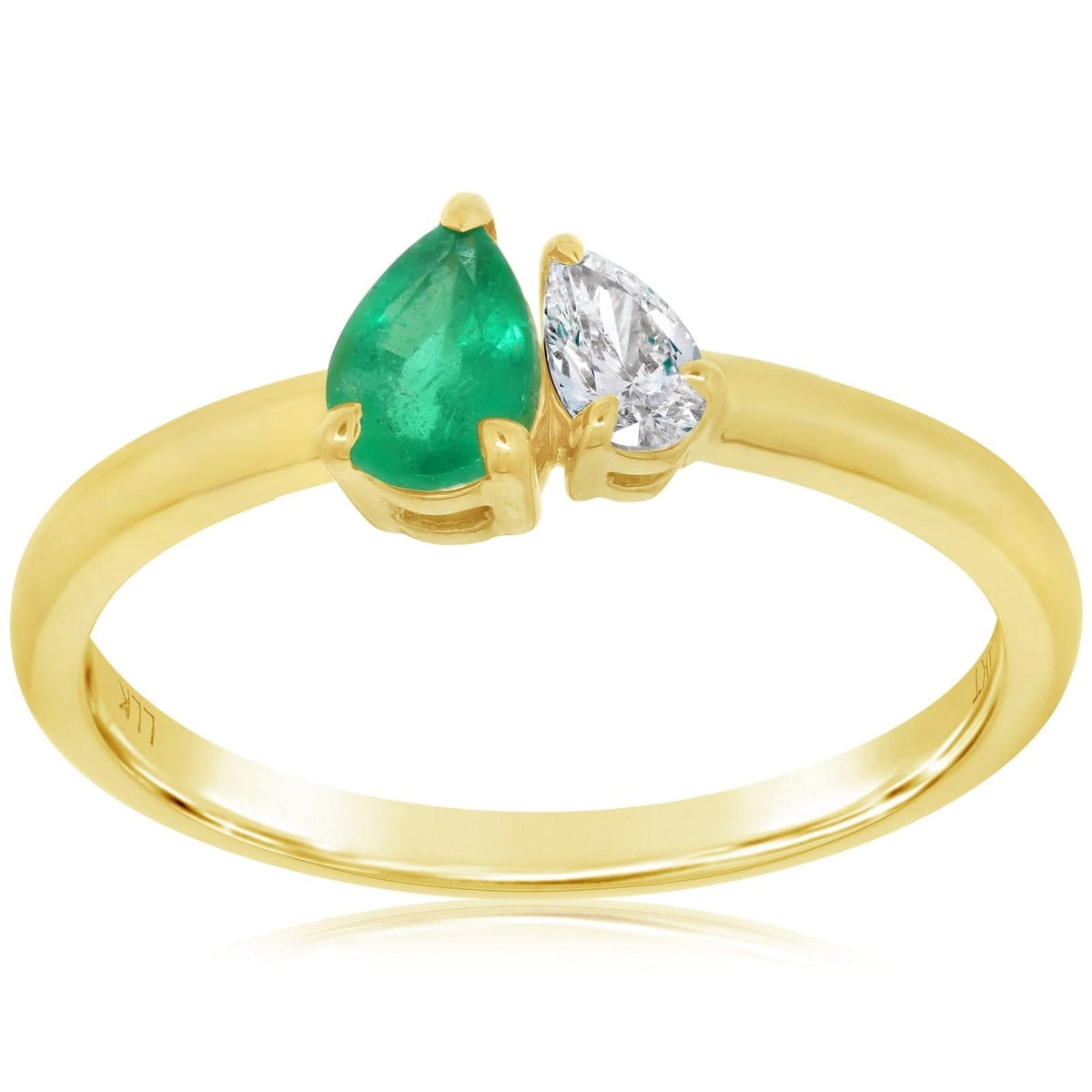 Pear Shape Emerald & Diamond Ring