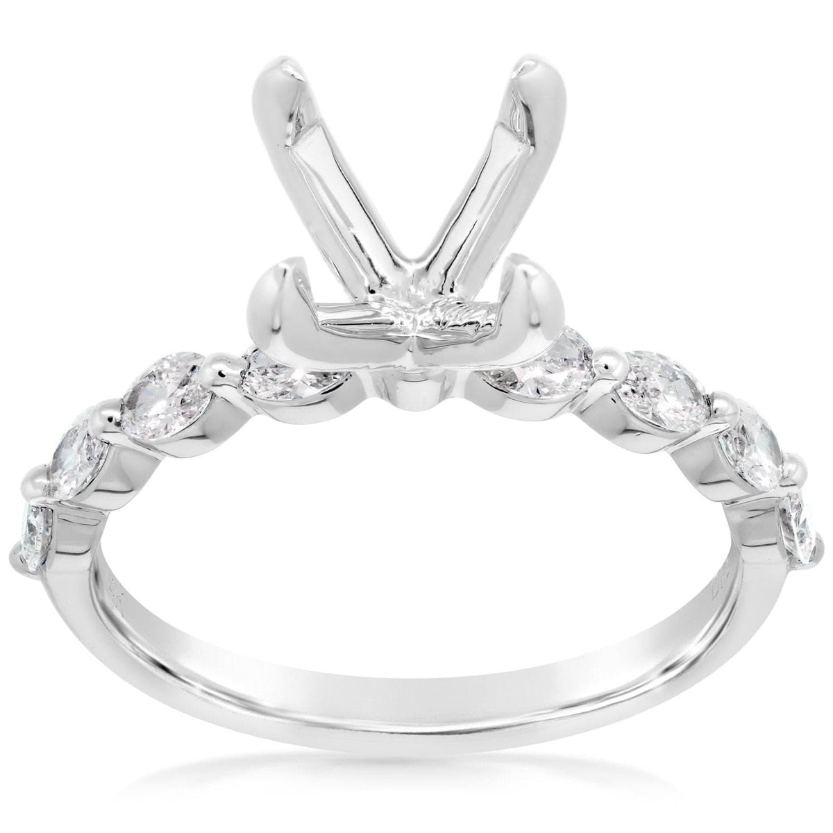 East West Set Oval Diamond Engagement Ring Setting