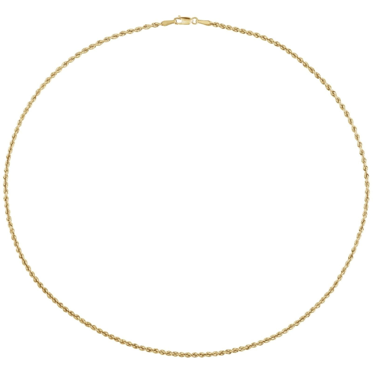 20" Yellow Gold Hollow Rope Chain Necklace