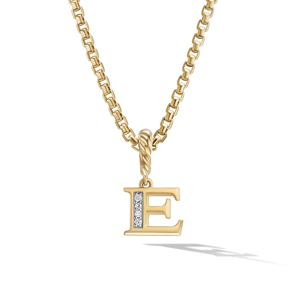 DAVID YURMAN Pavé Initial Pendant in 18K Yellow Gold with Diamond E