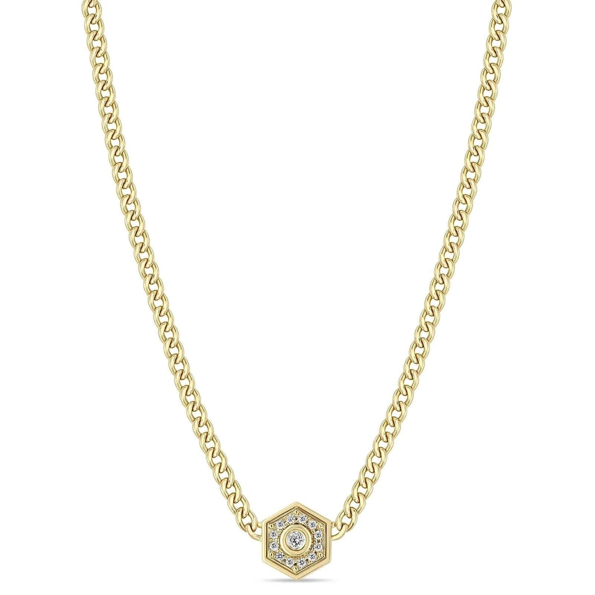 ZOE CHICCO Hexagon Halo Diamond Pendant