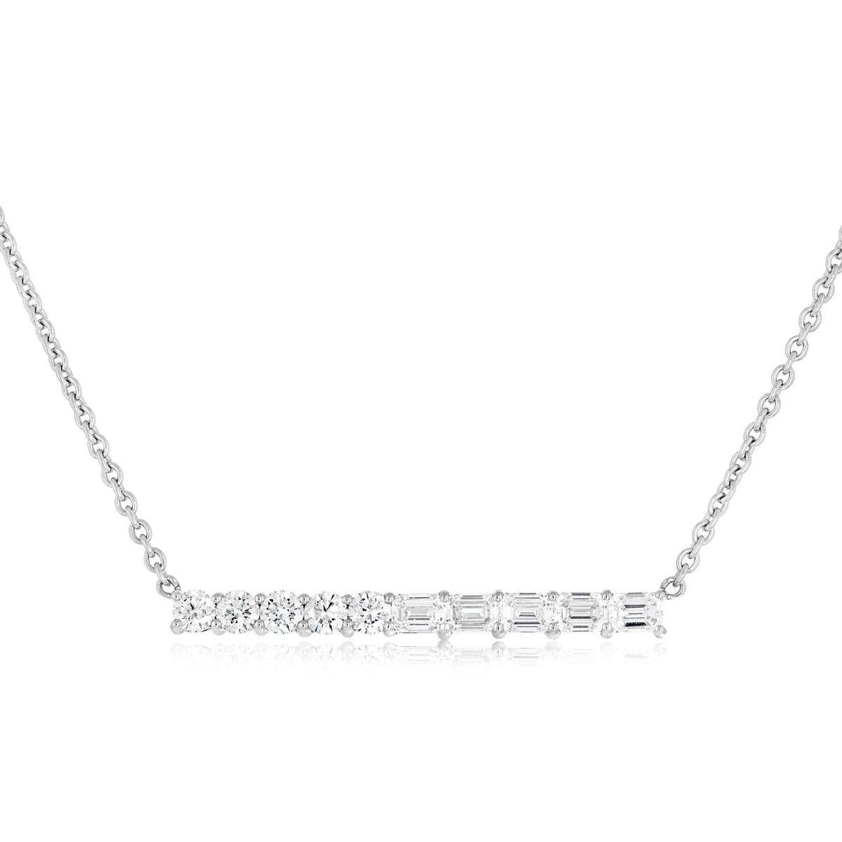 Mixed Shape Diamond Bar Necklace