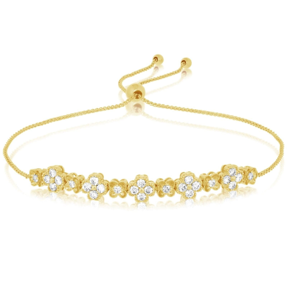 Floral Motif Diamond Bolo Bracelet