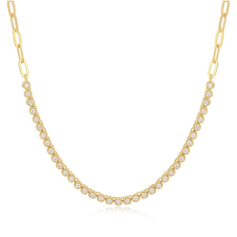 EF COLLECTION Diamond Segment Mini Link Necklace
