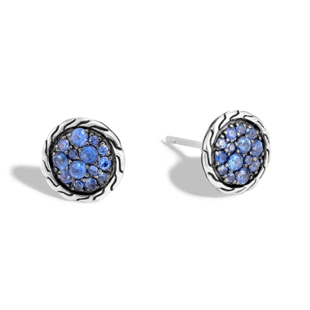 JOHN HARDY Carved Chain Blue Sapphire Studs