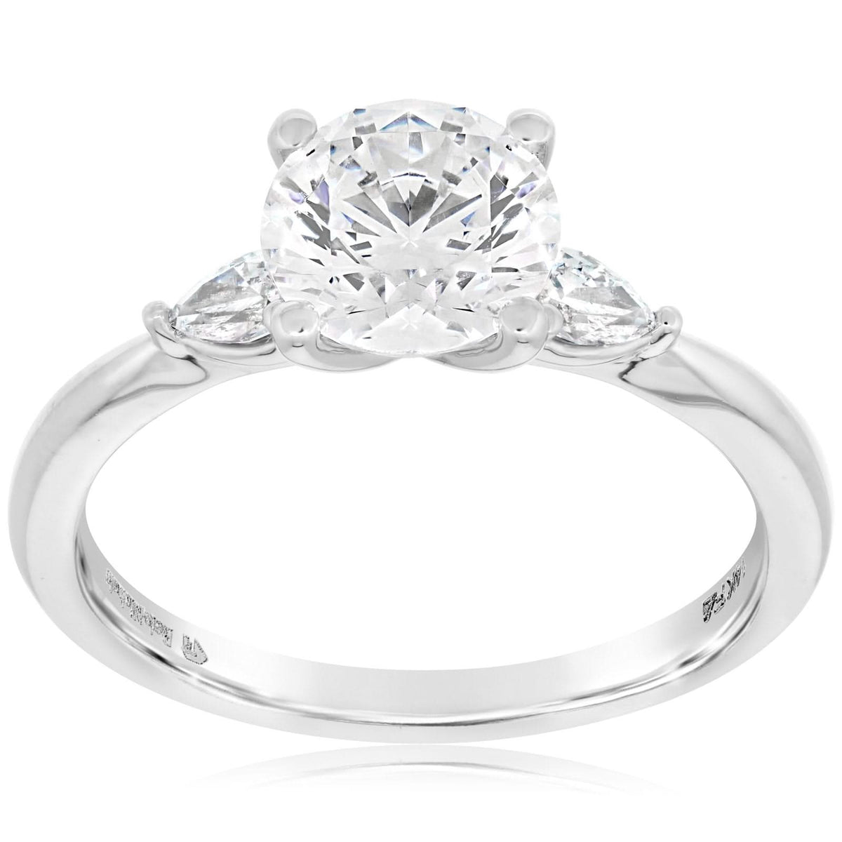 Three Stone Round & Pear Diamond Engagement Ring Setting