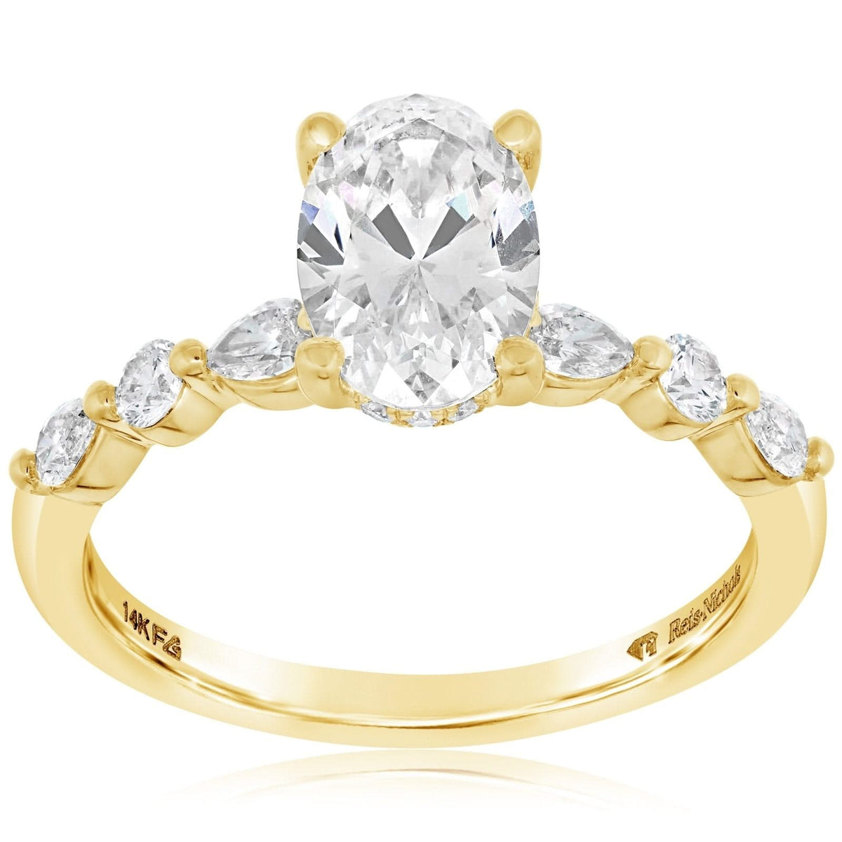 Diamond Engagement Ring Setting with Marquise Cut Side Diamonds