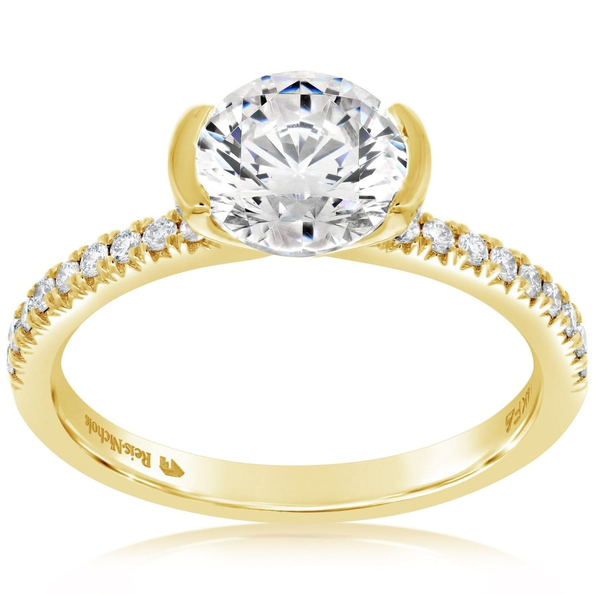 Contemporary Half Bezel Diamond Engagement Ring Setting
