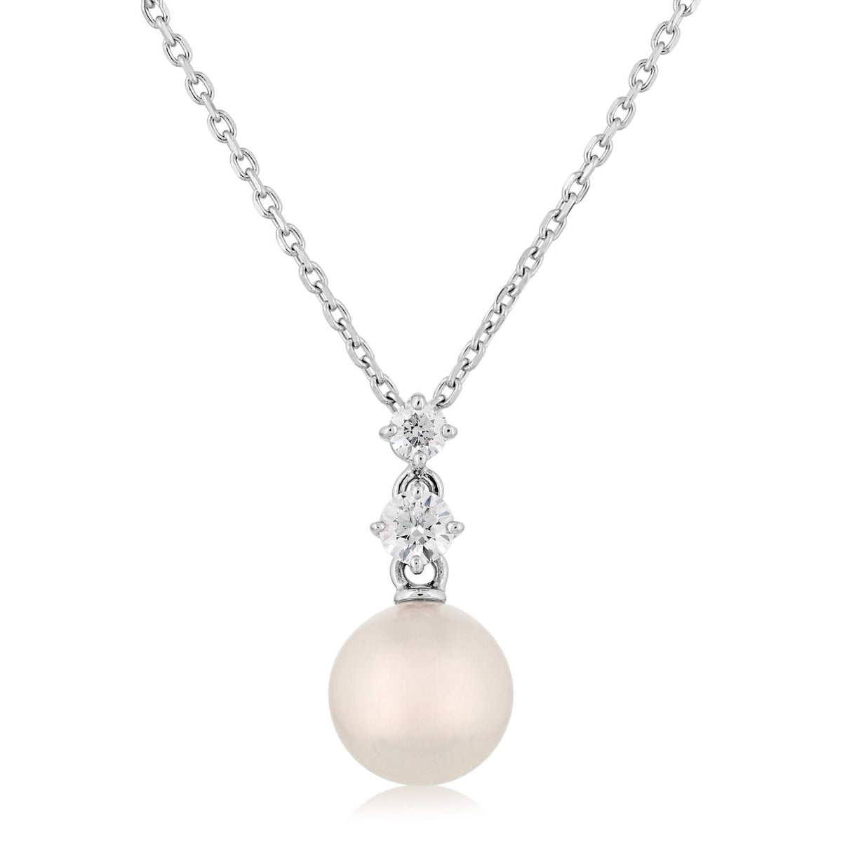 MIKIMOTO Akoya Pearl & Diamond Pendant Necklace