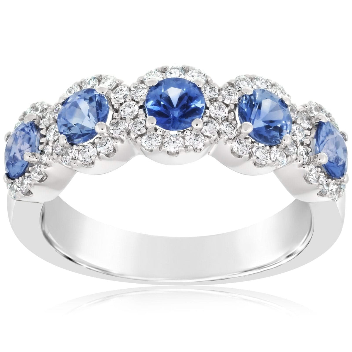 Blue Sapphire & Diamond Halo Band