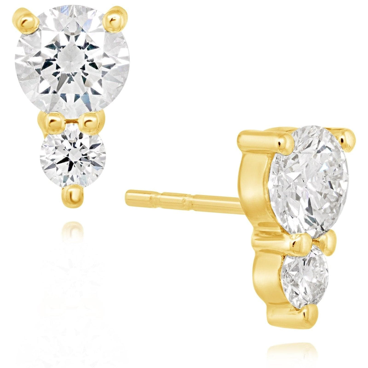 1 1/4 Carat Two Stone Diamond Stud Earrings