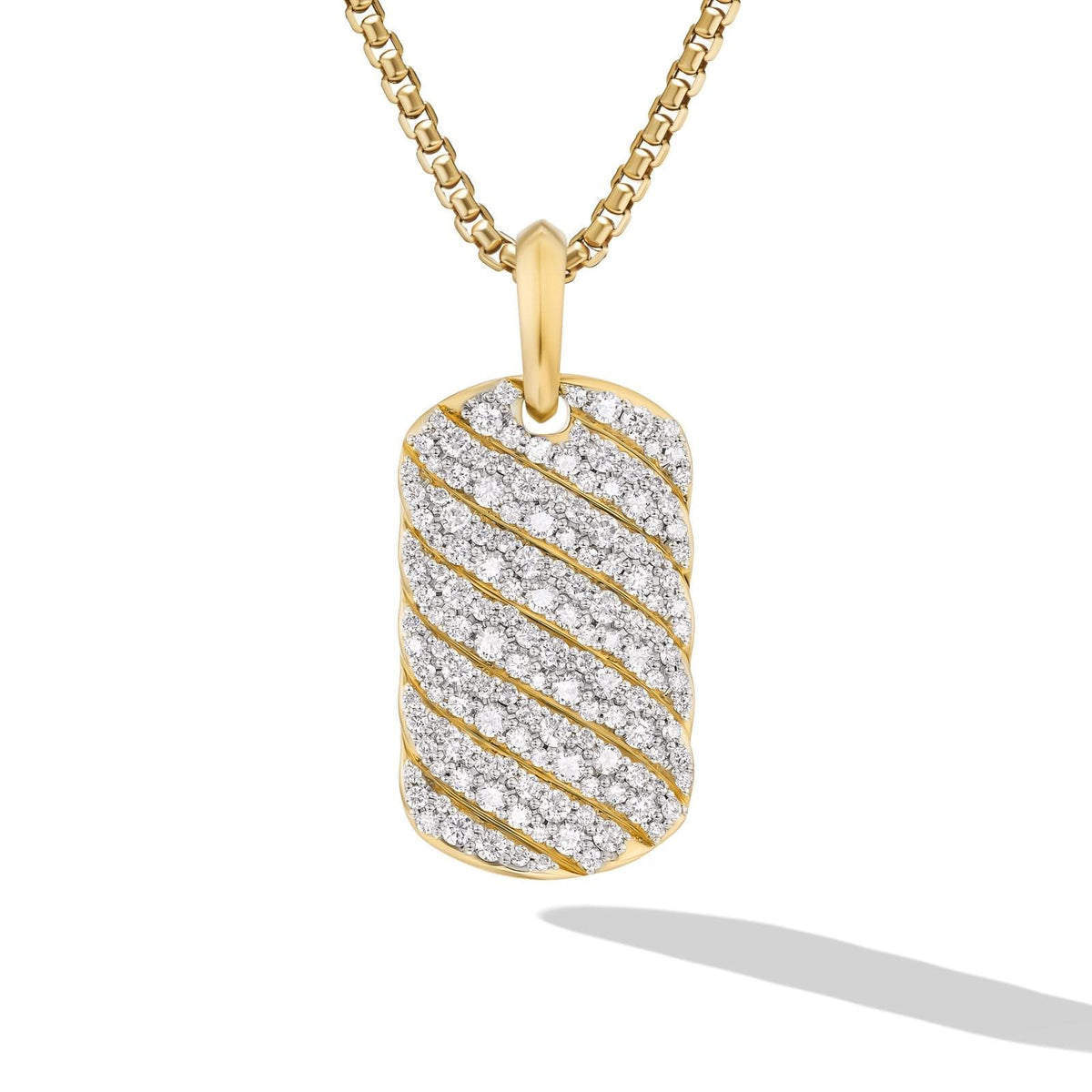 DAVID YURMAN Sculpted Cable Tag in 18K Yellow Gold with Diamonds, 27mm