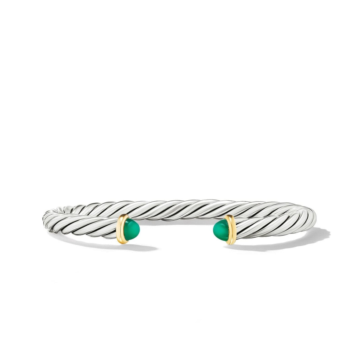 DAVID YURMAN Cable Cuff Bracelet in Sterling Silver with 14K Yellow Gold and Green Onyx, 6mm