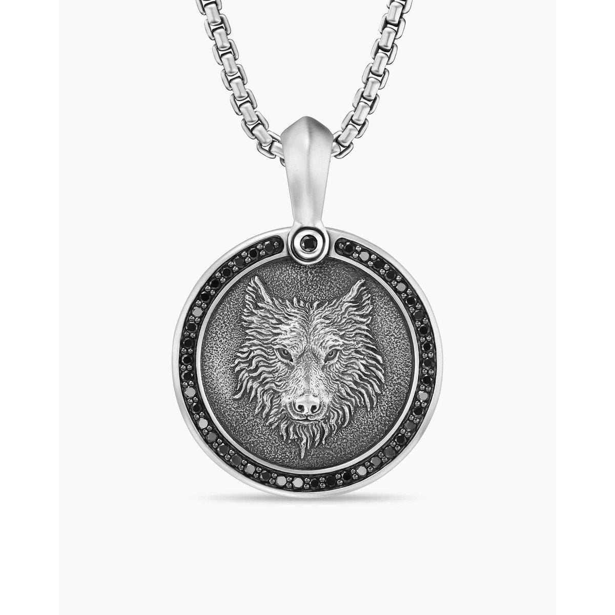 DAVID YURMAN Petrvs® Wolf Amulet in Sterling Silver with Black Diamonds, 30.3mm