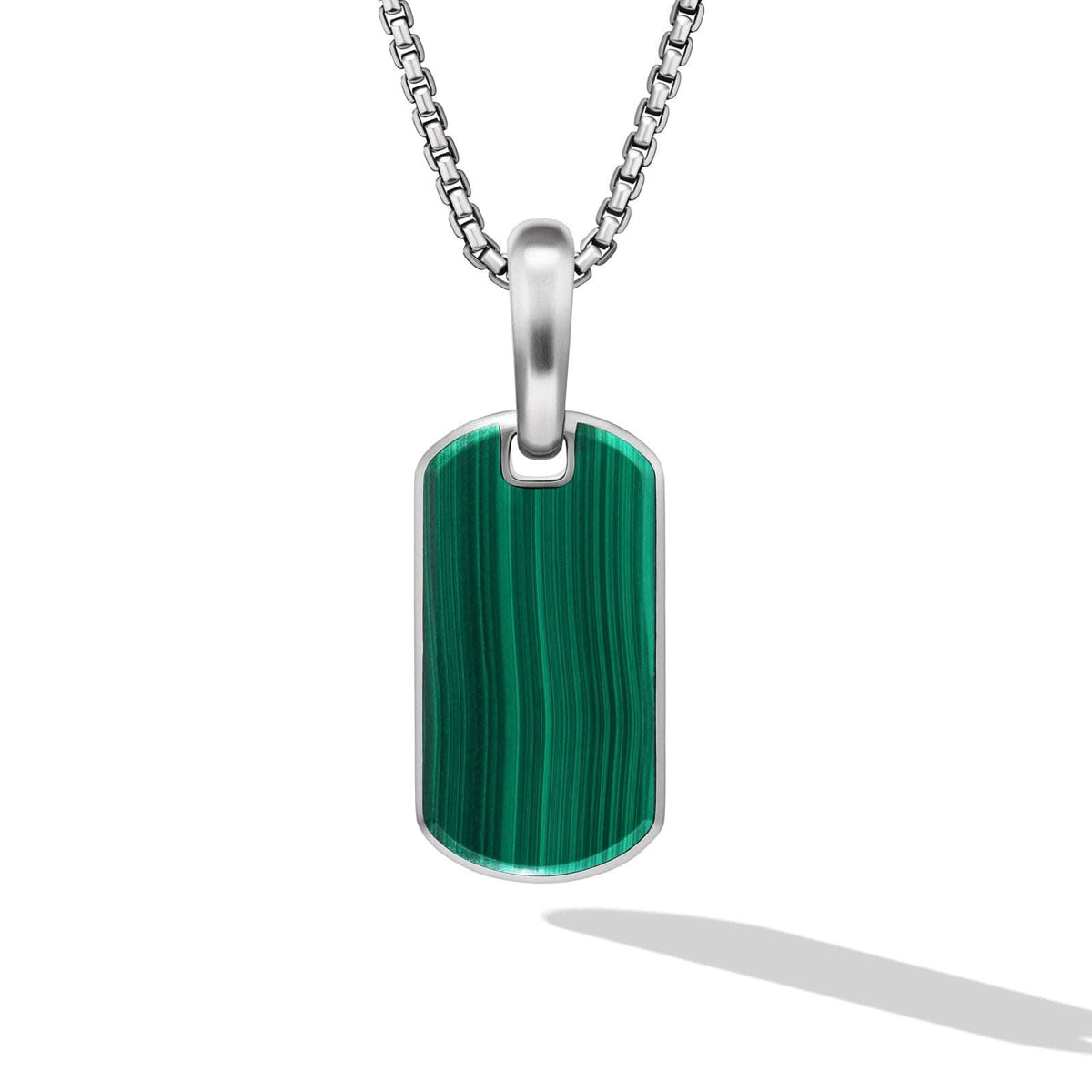 DAVID YURMAN Chevron Tag in Sterling Silver with Malachite, 21mm