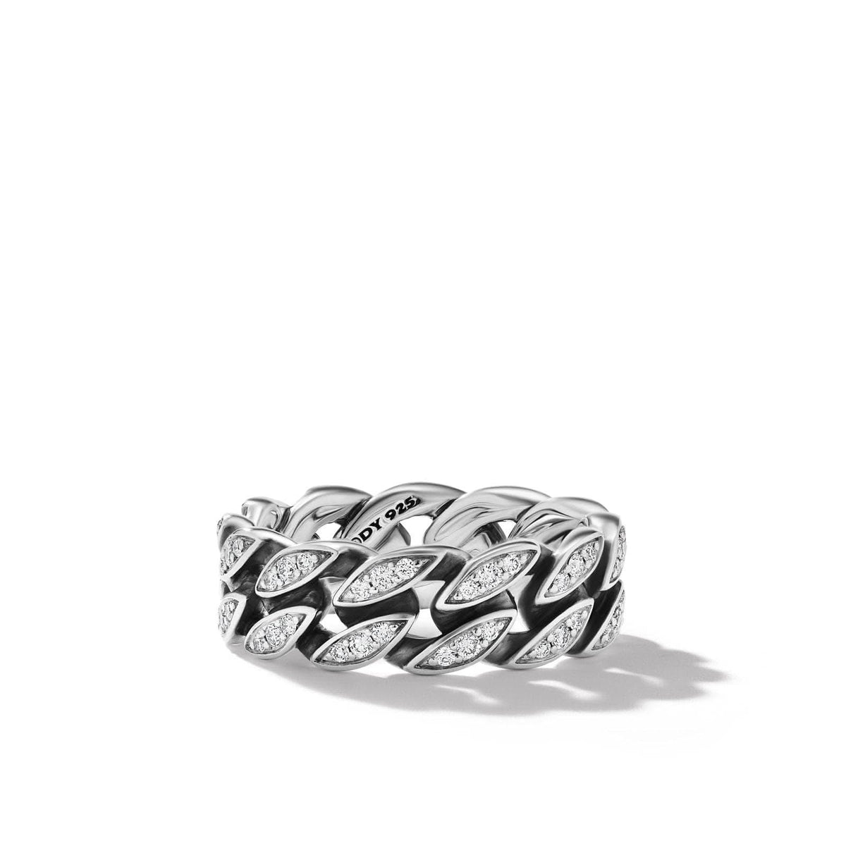 DAVID YURMAN Curb Chain Band Ring in Sterling Silver with Diamonds, 8mm
