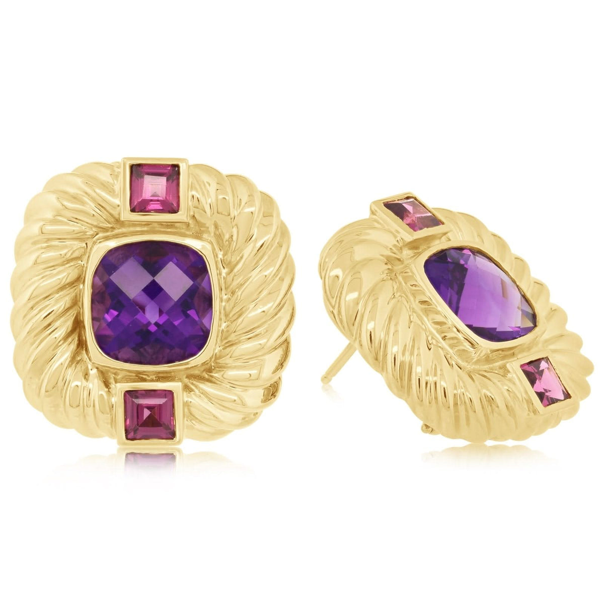 Estate David Yurman Amethyst & Pink Tourmaline Earrings