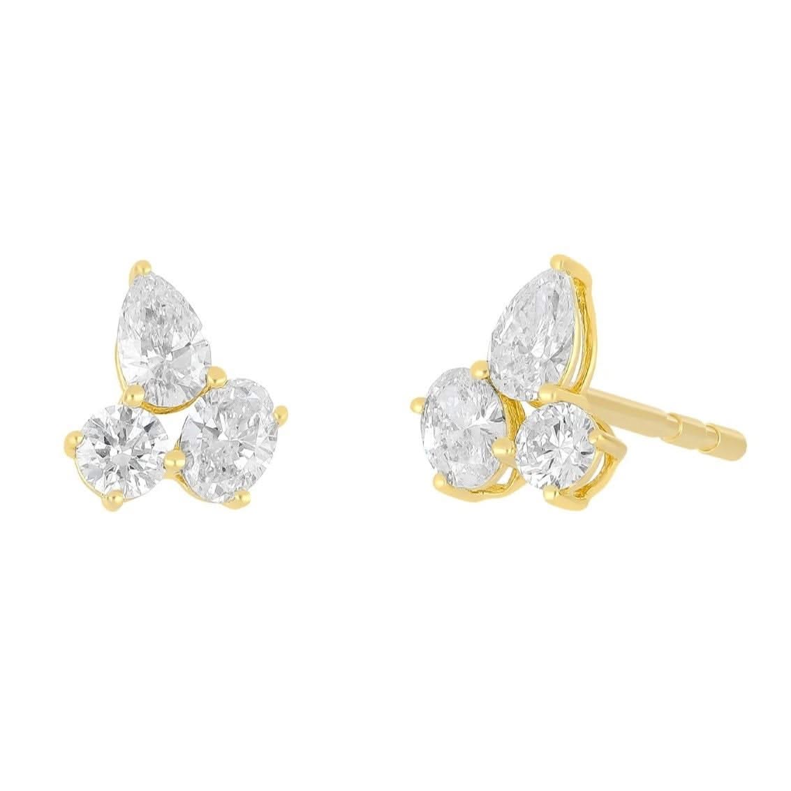 EF COLLECTION Triple Diamond Cluster Earrings