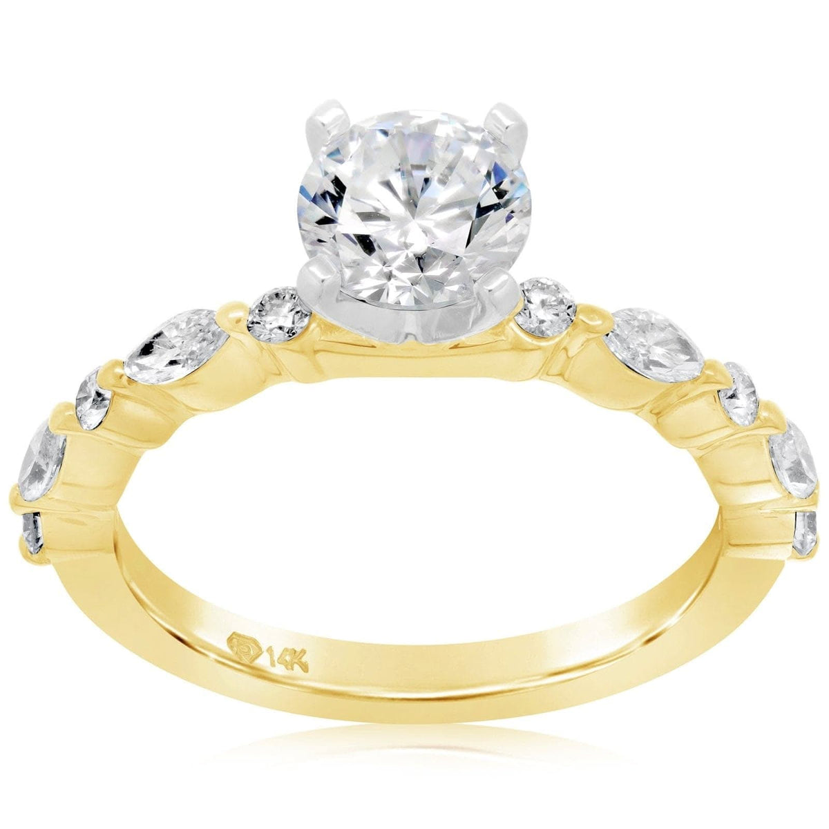 Marquise & Round Diamond Engagement Ring Setting