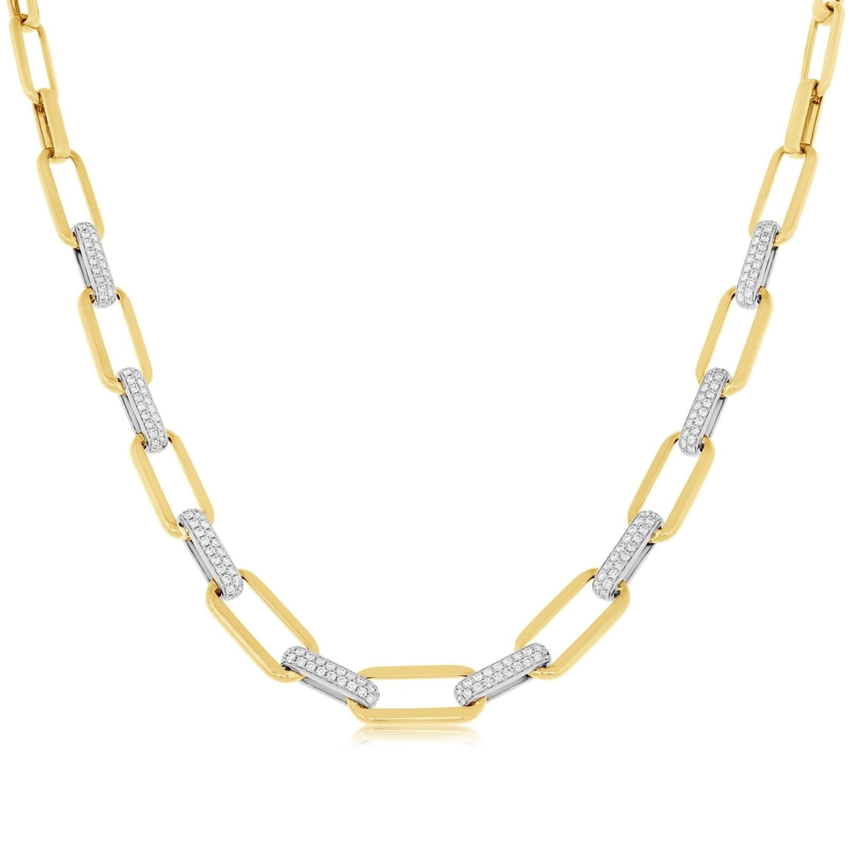Diamond Two Tone Paperclip Necklace