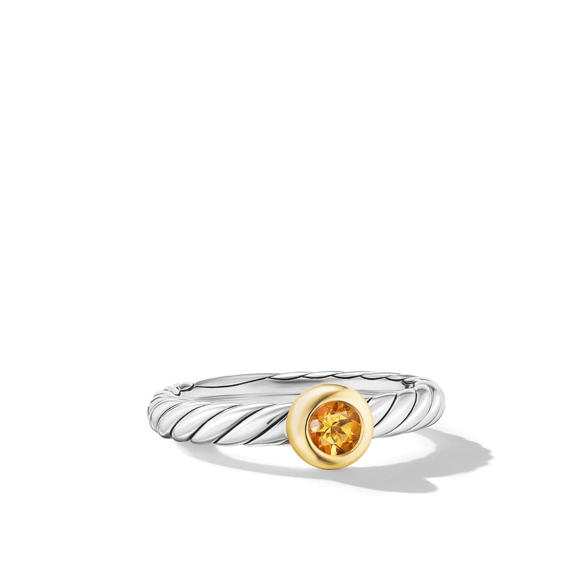DAVID YURMAN Petite Cable Ring in Sterling Silver with 14K Yellow Gold and Citrine, 2.8mm