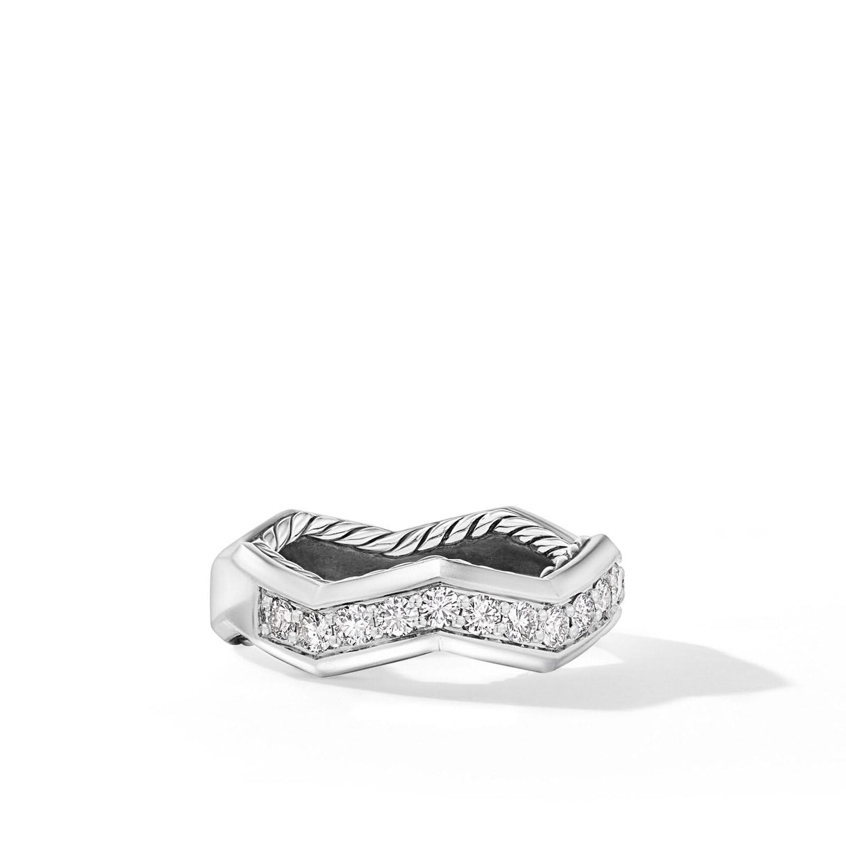 DAVID YURMAN Zig Zag Stax™ Ring in Sterling Silver with Diamonds, 5mm