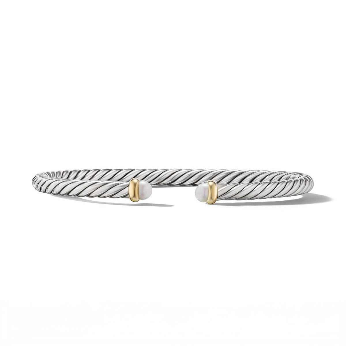 DAVID YURMAN Cable Flex Bracelet in Sterling Silver with 14K Yellow Gold and Pearls, 4mm