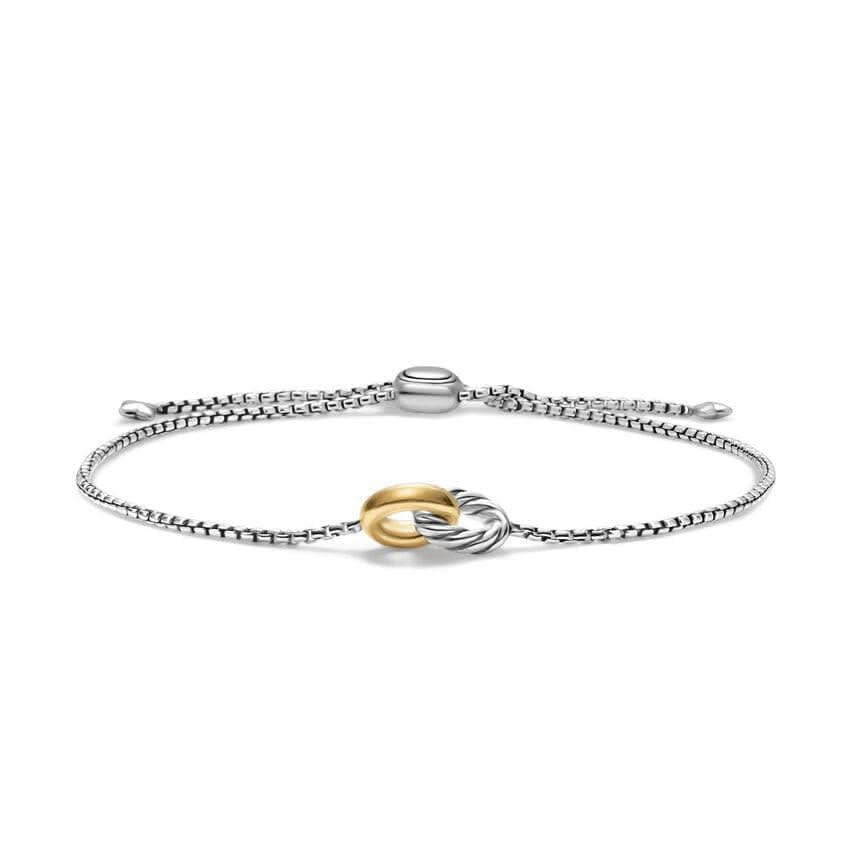 DAVID YURMAN Petite Cable Linked Bracelet in Sterling Silver with 14K Yellow Gold, 15mm