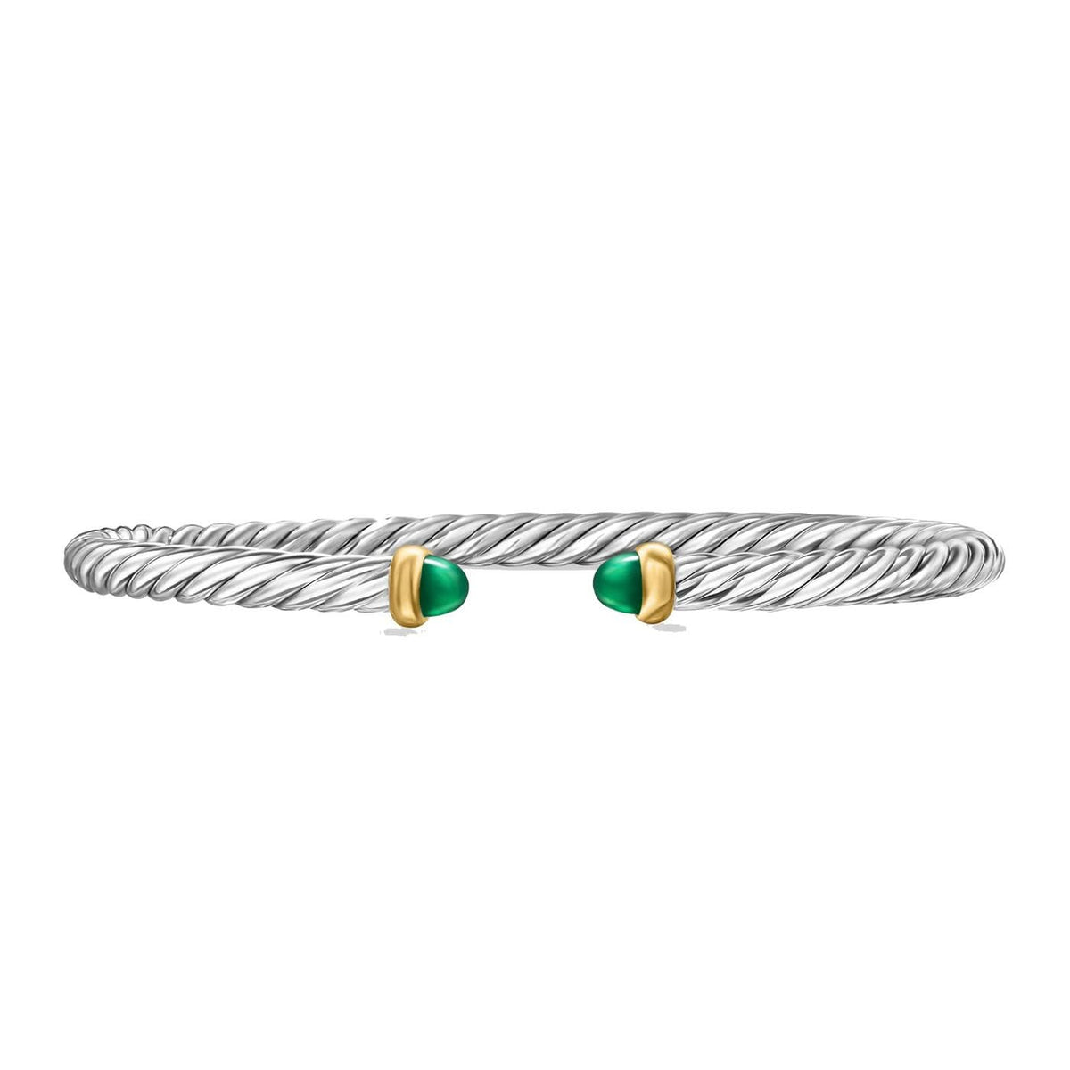 DAVID YURMAN Cable Flex Bracelet in Sterling Silver with 14K Yellow Gold and Green Onyx, 4mm