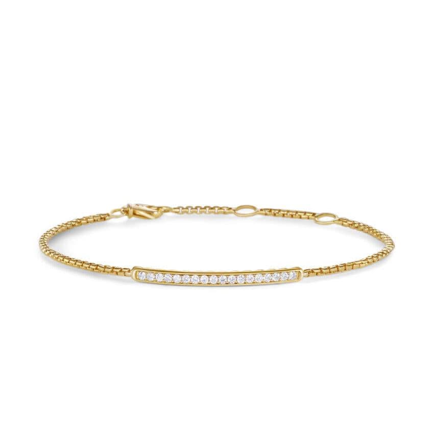 Petite Pavé Bar Bracelet in 18K Yellow Gold with Diamonds, 1.7mm