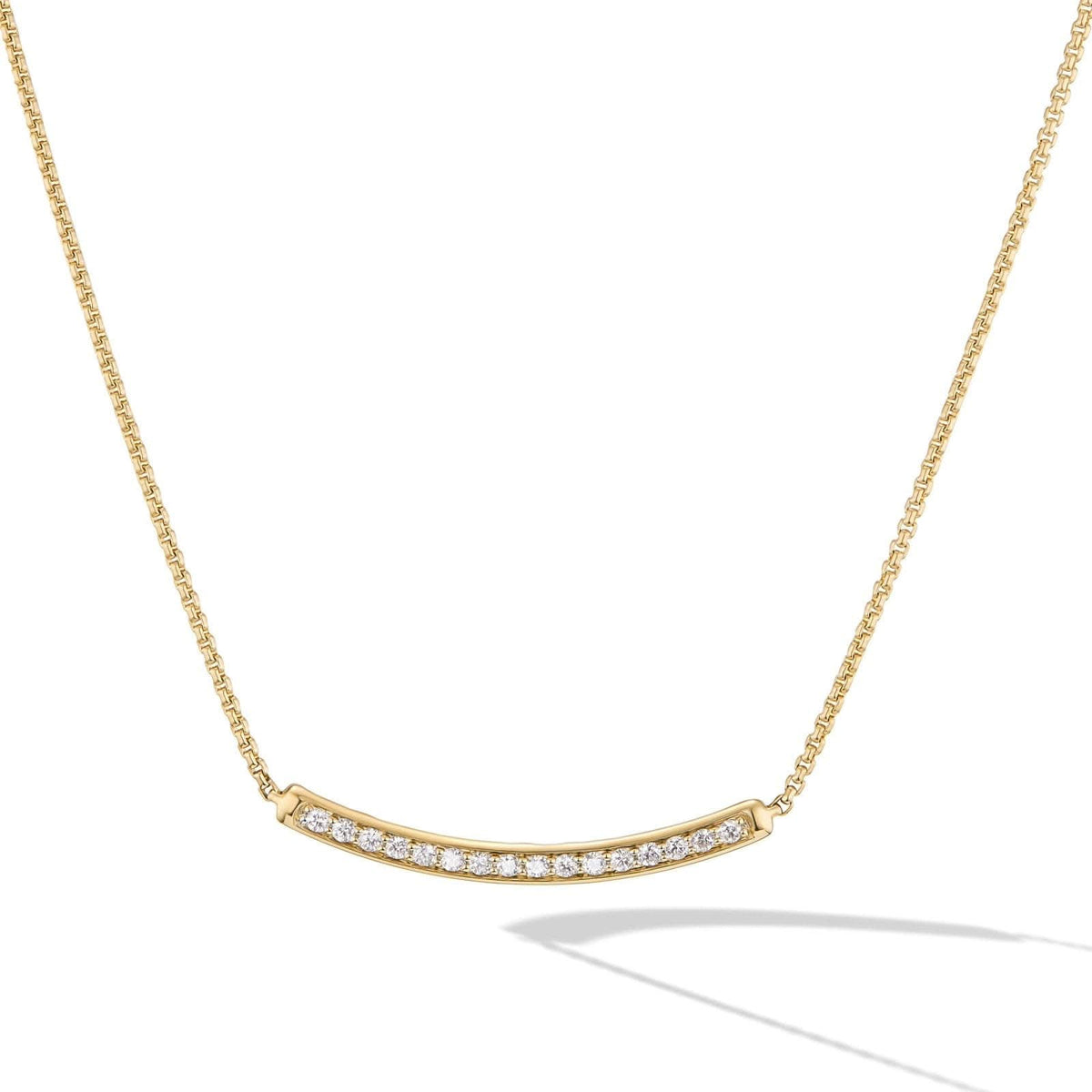 DAVID YURMAN Petite Pavé Bar Necklace in 18K Yellow Gold with Diamonds, 1.25mm