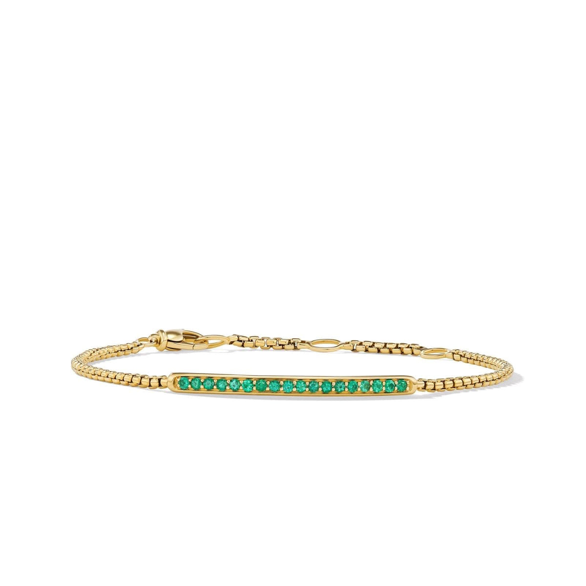 DAVID YURMAN Petite Pavé Bar Bracelet in 18K Yellow Gold with Emeralds, 1.7mm